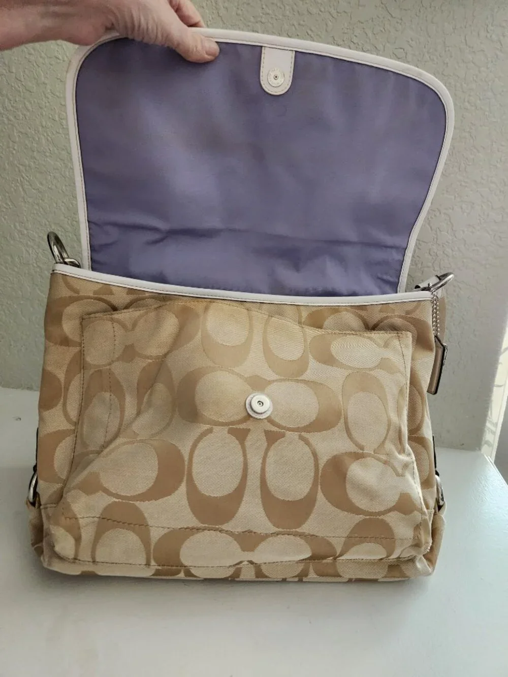 Coach Kyra Signature Khaki Shoulder Bag Purse